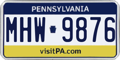 PA license plate MHW9876