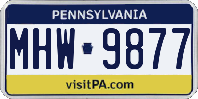 PA license plate MHW9877