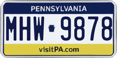 PA license plate MHW9878