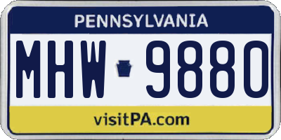 PA license plate MHW9880