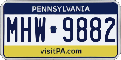 PA license plate MHW9882