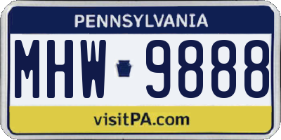 PA license plate MHW9888