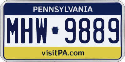 PA license plate MHW9889