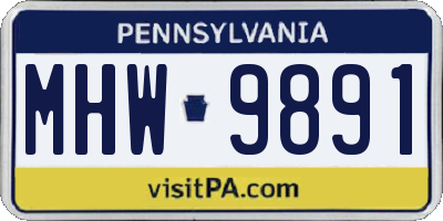 PA license plate MHW9891