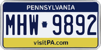 PA license plate MHW9892