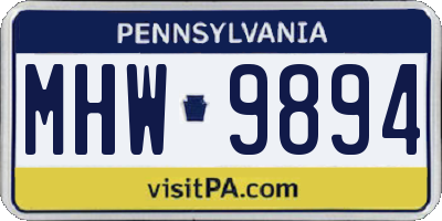 PA license plate MHW9894