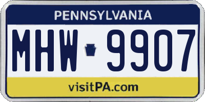 PA license plate MHW9907