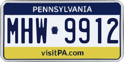 PA license plate MHW9912