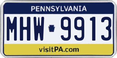 PA license plate MHW9913