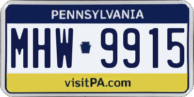 PA license plate MHW9915
