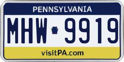PA license plate MHW9919