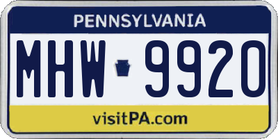 PA license plate MHW9920