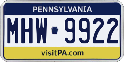 PA license plate MHW9922