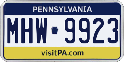 PA license plate MHW9923