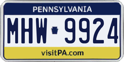PA license plate MHW9924