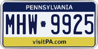 PA license plate MHW9925