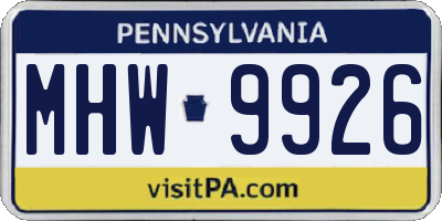PA license plate MHW9926