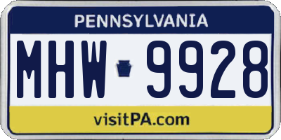PA license plate MHW9928