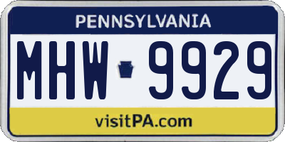 PA license plate MHW9929