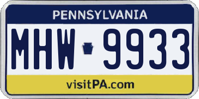 PA license plate MHW9933