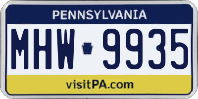 PA license plate MHW9935