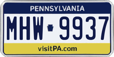 PA license plate MHW9937