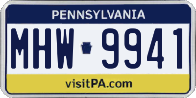 PA license plate MHW9941