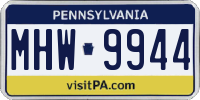 PA license plate MHW9944