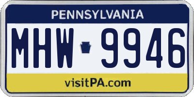 PA license plate MHW9946