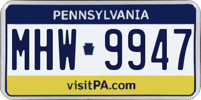 PA license plate MHW9947