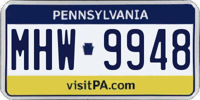 PA license plate MHW9948