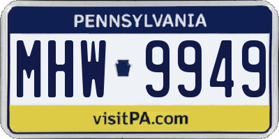 PA license plate MHW9949