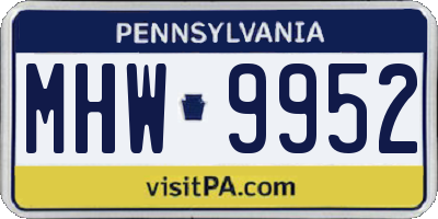 PA license plate MHW9952