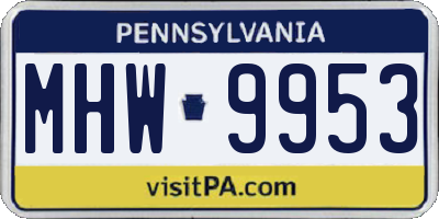 PA license plate MHW9953