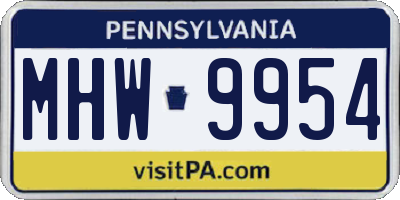 PA license plate MHW9954