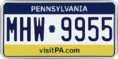 PA license plate MHW9955