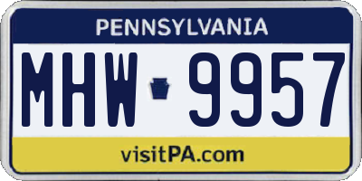PA license plate MHW9957