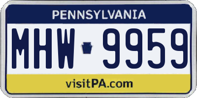 PA license plate MHW9959