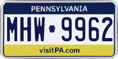 PA license plate MHW9962
