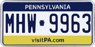 PA license plate MHW9963