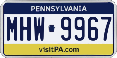 PA license plate MHW9967