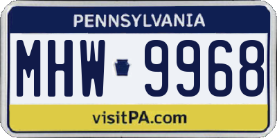 PA license plate MHW9968