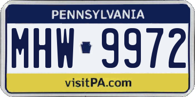 PA license plate MHW9972