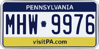 PA license plate MHW9976