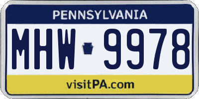 PA license plate MHW9978