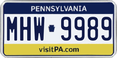 PA license plate MHW9989