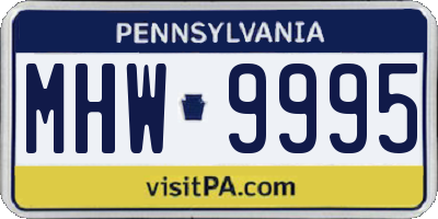 PA license plate MHW9995