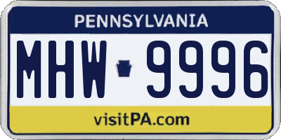 PA license plate MHW9996