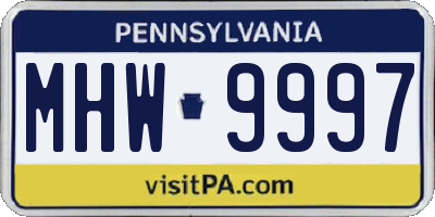 PA license plate MHW9997
