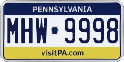 PA license plate MHW9998